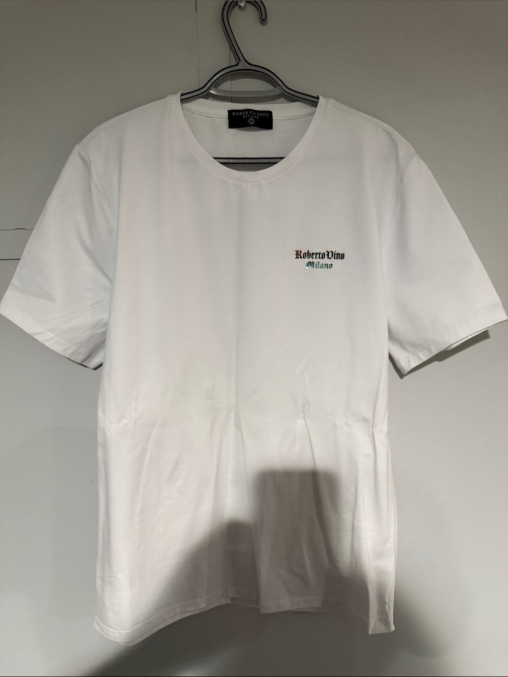 Milano White Short Sleeve Crew Neck T-Shirt with Small Chest Logo